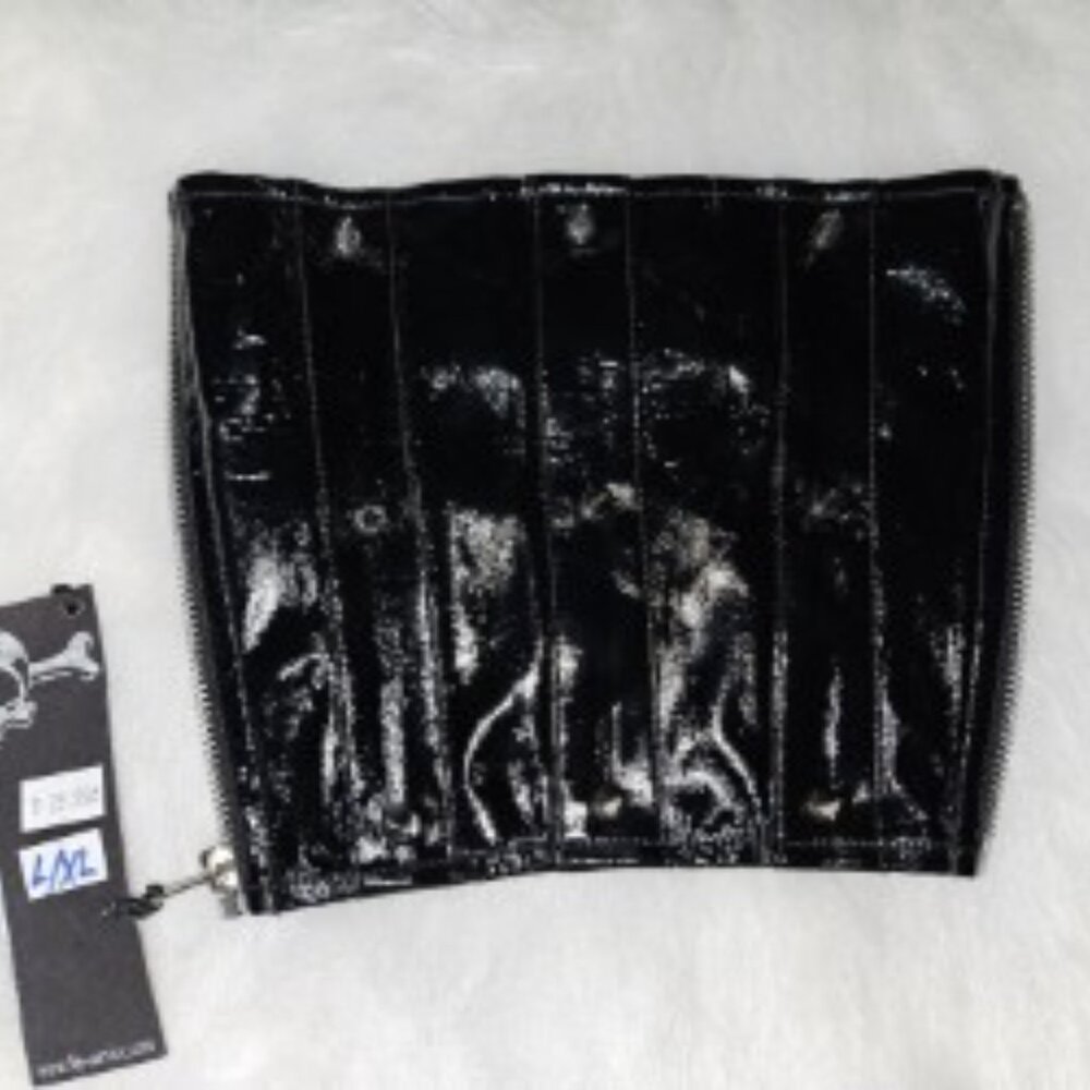 NWT L/XL LIP SERVICE MENS BLACK PVC W/SPIKES GAUNTLET/ARMBAND - Picture 3 of 14